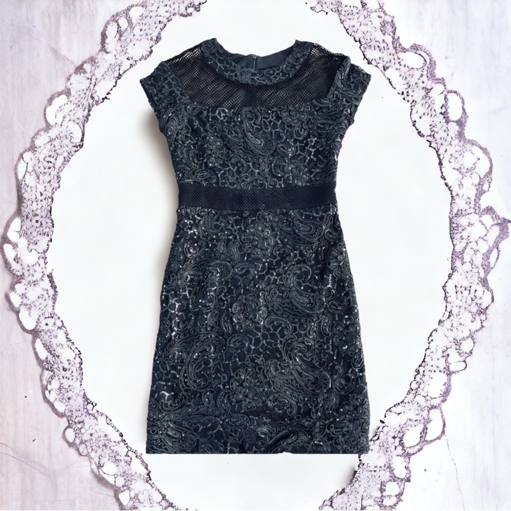 Beautiful sexy PARTY DRESS COCKTAIL SEQUIN FISH NET BLACK 4/6